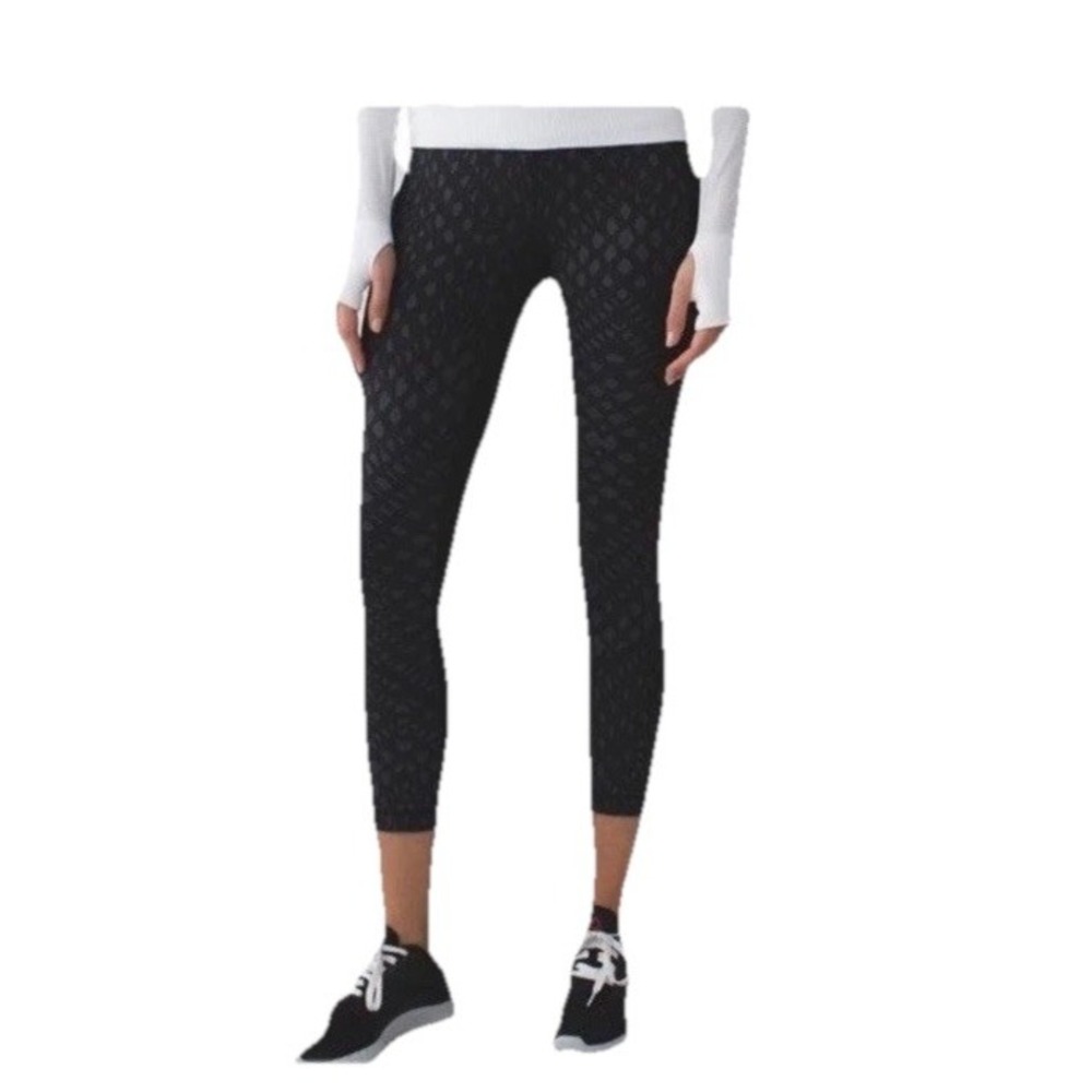 Lululemon Pace Rival Crop *22"‎ Lace Play Shimmer Black /graySize: 6